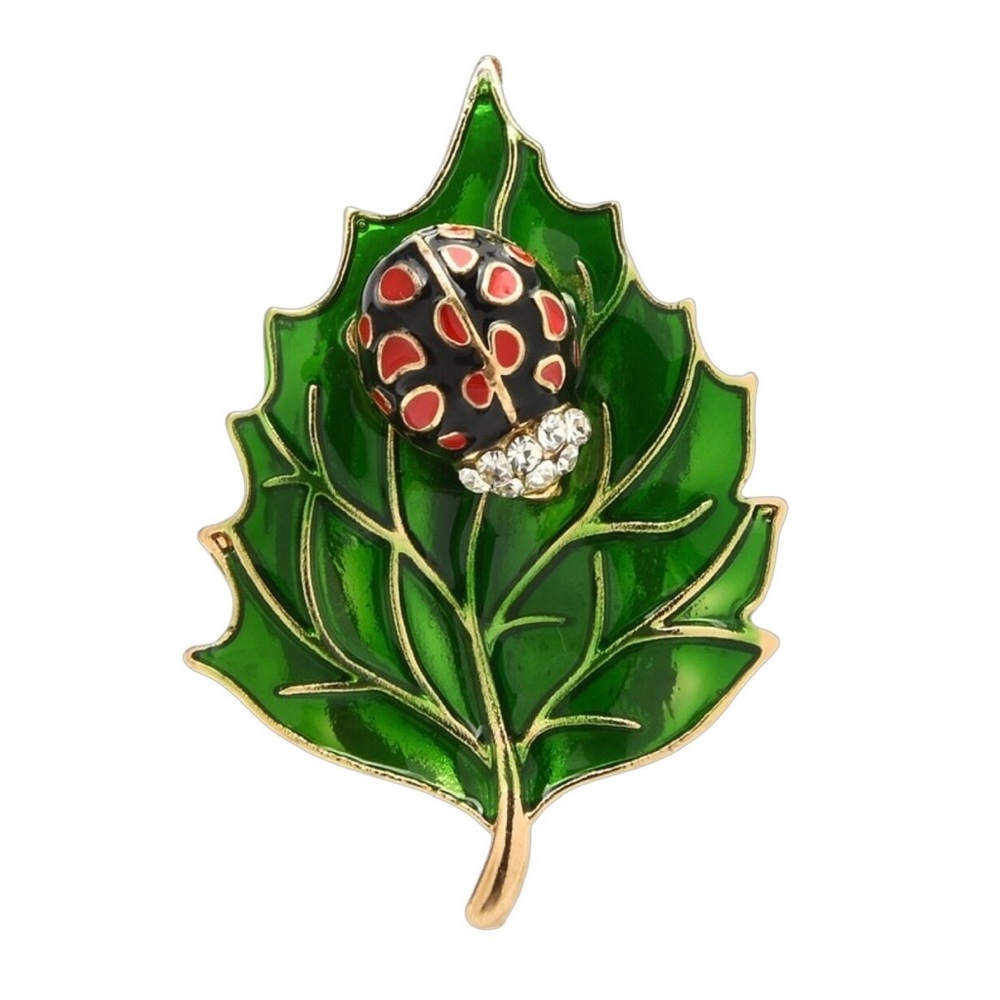 Lady Bug On Leaf Themed Womens Pin